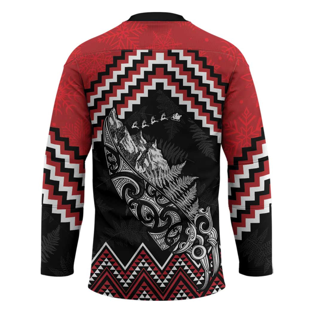 New Zealand Christmas Taniko Poutama Hockey Jersey Mountainscape Maori Fern - Polynesian Pride