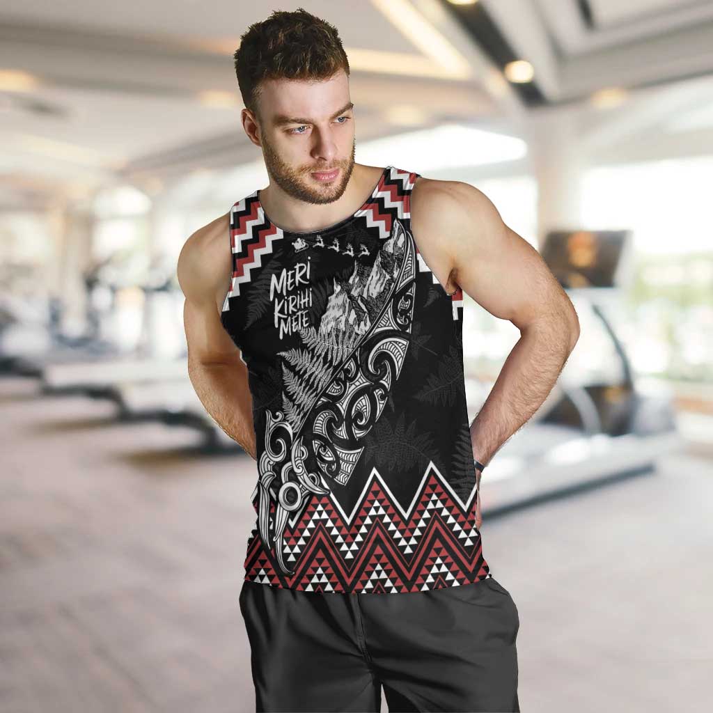 New Zealand Christmas Taniko Poutama Men Tank Top Mountainscape Maori Fern - Polynesian Pride