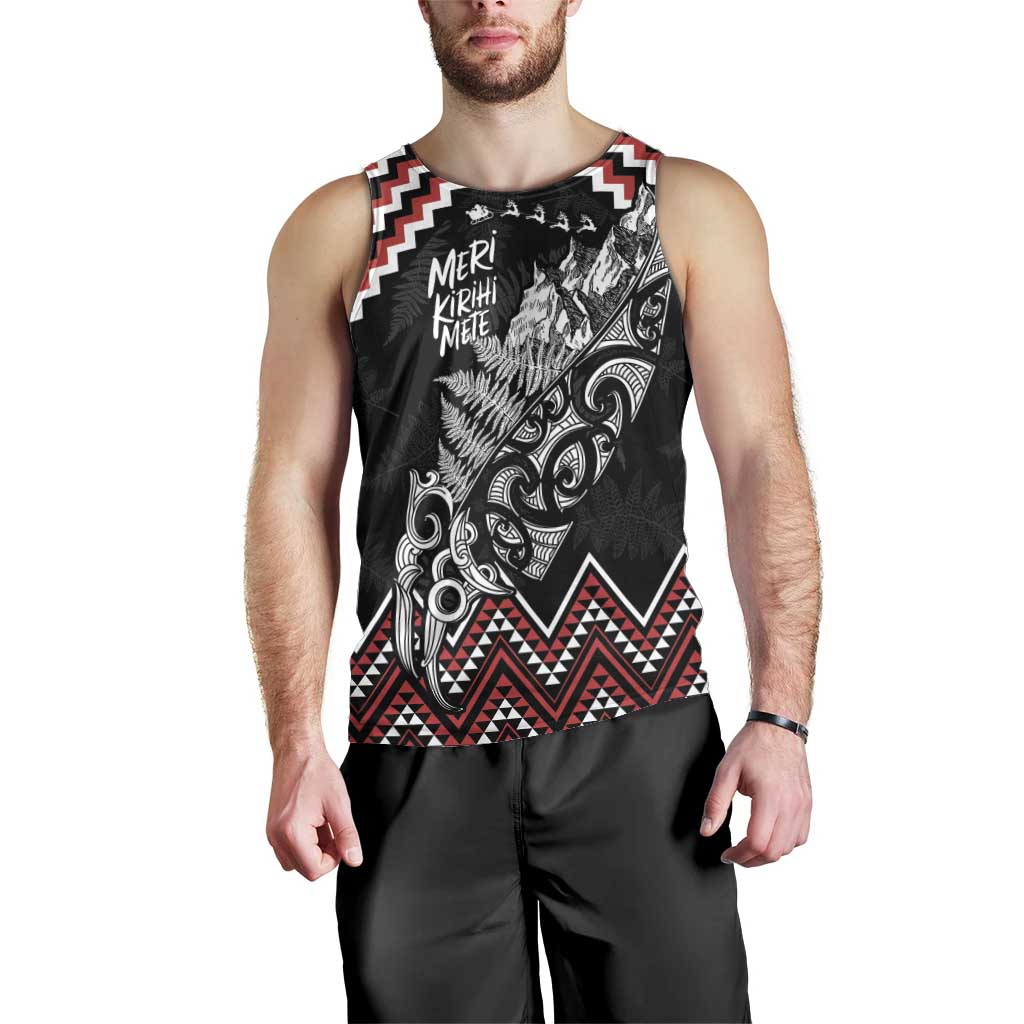 New Zealand Christmas Taniko Poutama Men Tank Top Mountainscape Maori Fern - Polynesian Pride