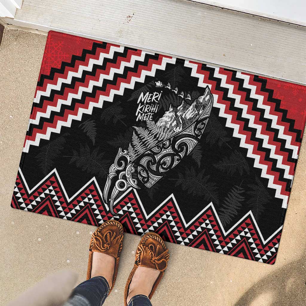 New Zealand Christmas Taniko Poutama Rubber Doormat Mountainscape Maori Fern - Polynesian Pride