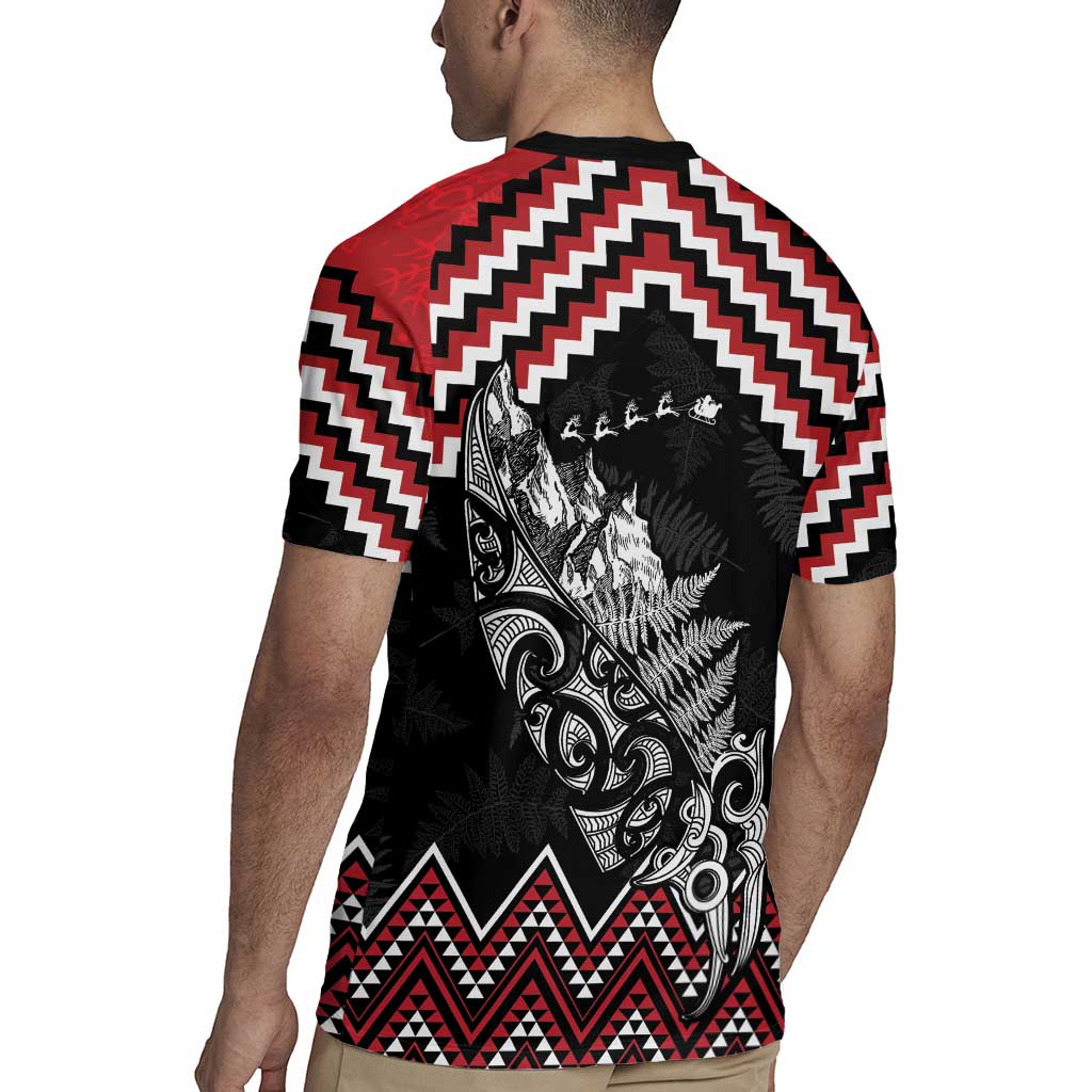 New Zealand Christmas Taniko Poutama Rugby Jersey Mountainscape Maori Fern - Polynesian Pride