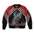 New Zealand Christmas Taniko Poutama Sleeve Zip Bomber Jacket Mountainscape Maori Fern - Polynesian Pride