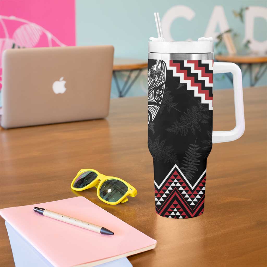 New Zealand Christmas Taniko Poutama Tumbler With Handle Mountainscape Maori Fern - Polynesian Pride