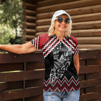 New Zealand Christmas Taniko Poutama Women Polo Shirt Mountainscape Maori Fern - Polynesian Pride