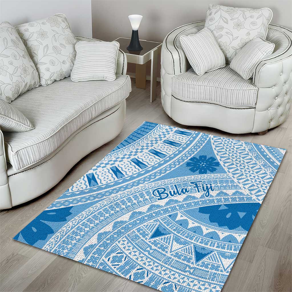 Bula Fiji Classic Masi Tapa Area Rug Turquoise - Polynesian Pride