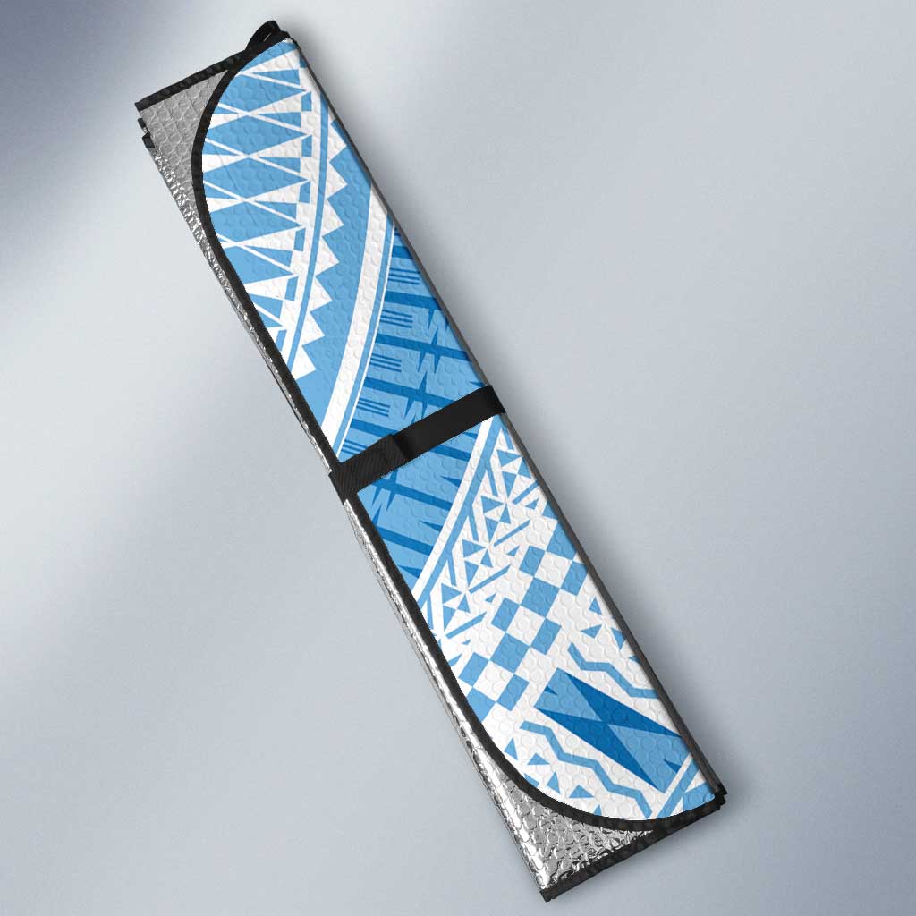 Bula Fiji Classic Masi Tapa Auto Sun Shade Turquoise - Polynesian Pride