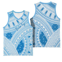 Bula Fiji Classic Masi Tapa Basketball Jersey Turquoise - Polynesian Pride