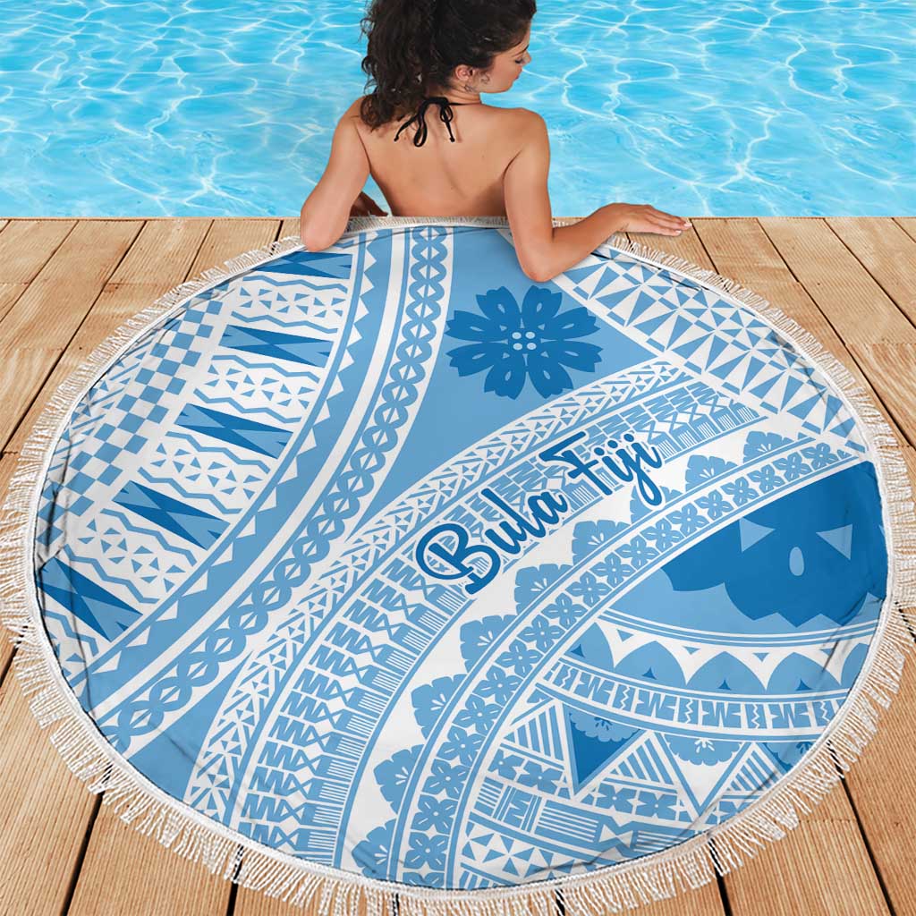 Bula Fiji Classic Masi Tapa Beach Blanket Turquoise - Polynesian Pride