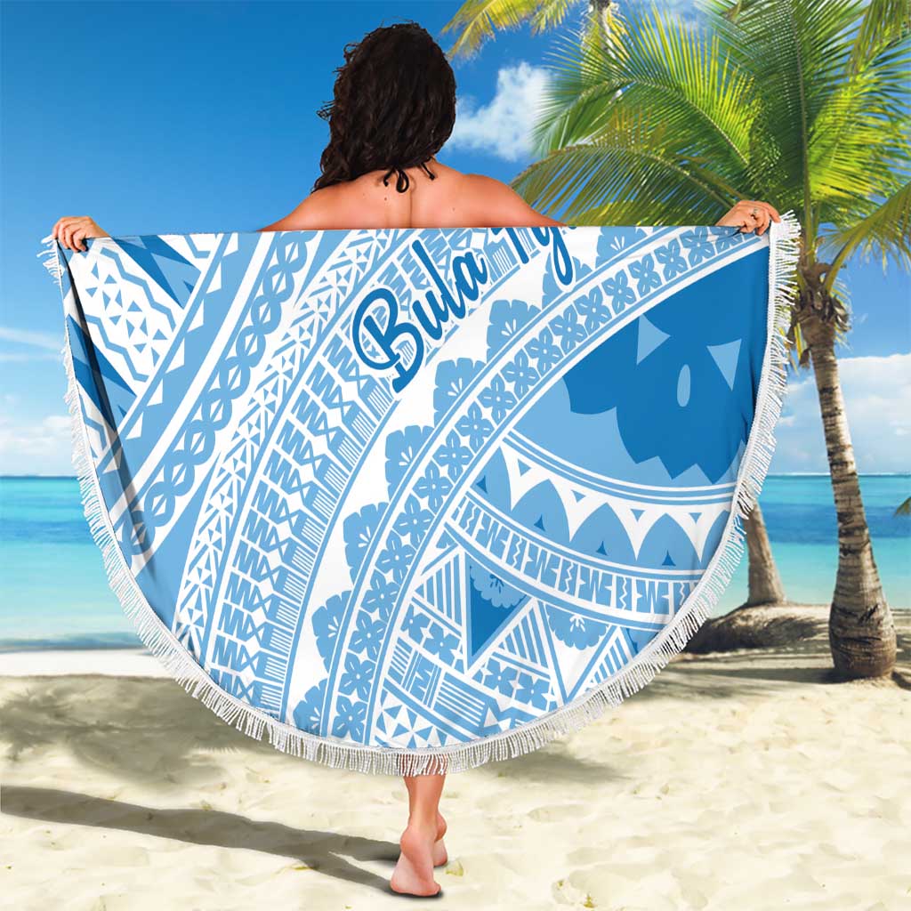 Bula Fiji Classic Masi Tapa Beach Blanket Turquoise - Polynesian Pride