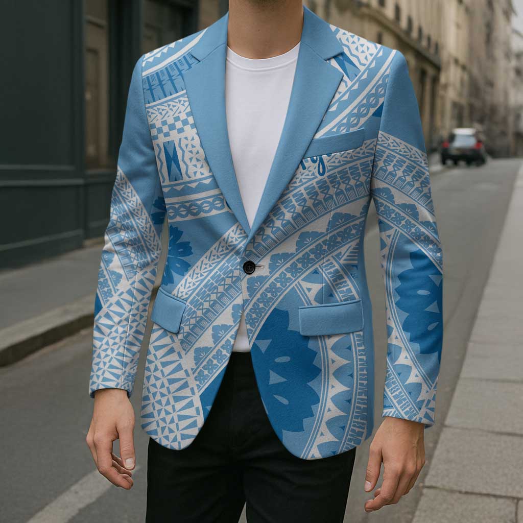 Bula Fiji Classic Masi Tapa Blazer Turquoise - Polynesian Pride