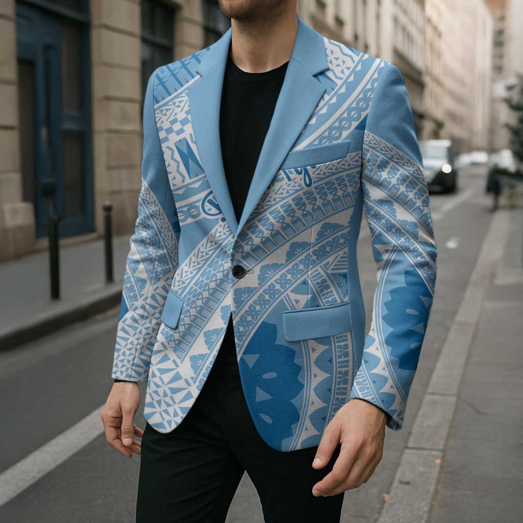 Bula Fiji Classic Masi Tapa Blazer Turquoise - Polynesian Pride