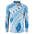 Bula Fiji Classic Masi Tapa Button Sweatshirt Turquoise - Polynesian Pride