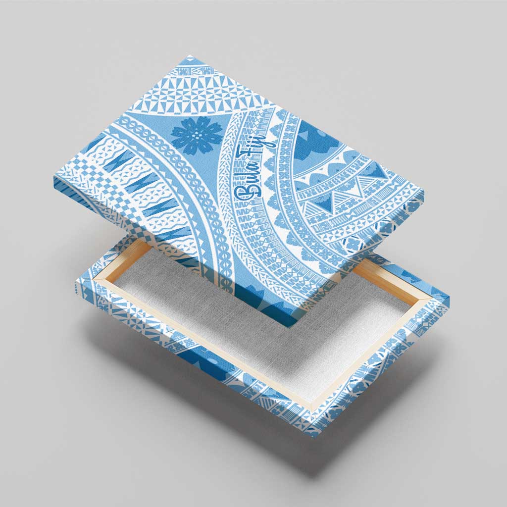 Bula Fiji Classic Masi Tapa Canvas Wall Art Turquoise - Polynesian Pride