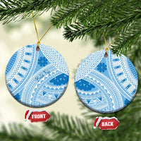 Bula Fiji Classic Masi Tapa Ceramic Ornament Turquoise - Polynesian Pride