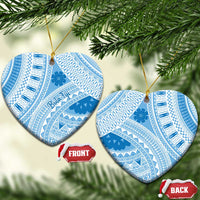 Bula Fiji Classic Masi Tapa Ceramic Ornament Turquoise - Polynesian Pride