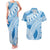 Bula Fiji Classic Masi Tapa Couples Matching Tank Maxi Dress and Hawaiian Shirt Turquoise - Polynesian Pride