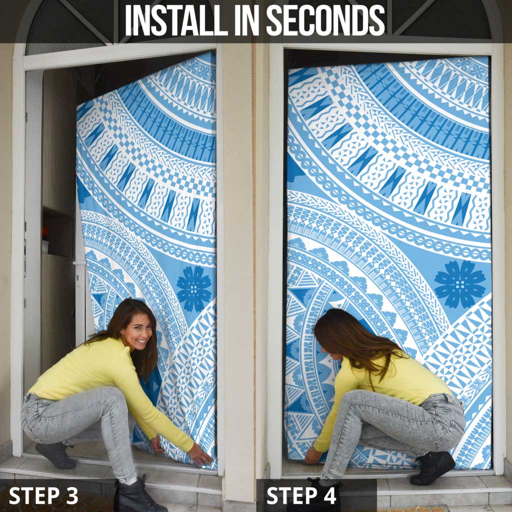 Bula Fiji Classic Masi Tapa Door Cover Turquoise - Polynesian Pride