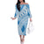 Bula Fiji Classic Masi Tapa Family Matching Off The Shoulder Long Sleeve Dress and Hawaiian Shirt Turquoise - Polynesian Pride