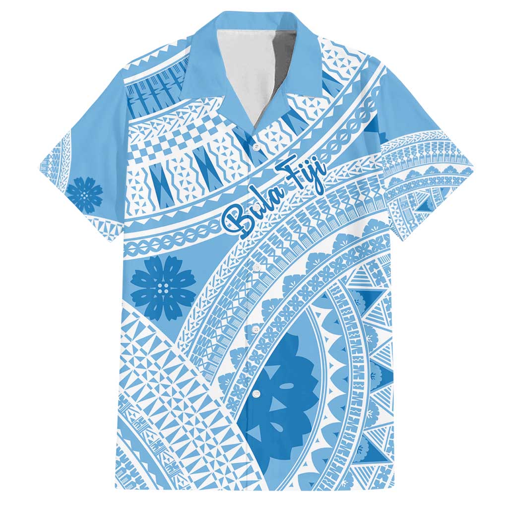 Bula Fiji Classic Masi Tapa Family Matching Off Shoulder Short Dress and Hawaiian Shirt Turquoise - Polynesian Pride