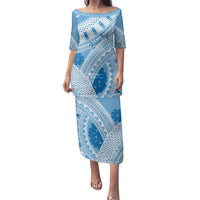 Bula Fiji Classic Masi Tapa Family Matching Puletasi and Hawaiian Shirt Turquoise - Polynesian Pride