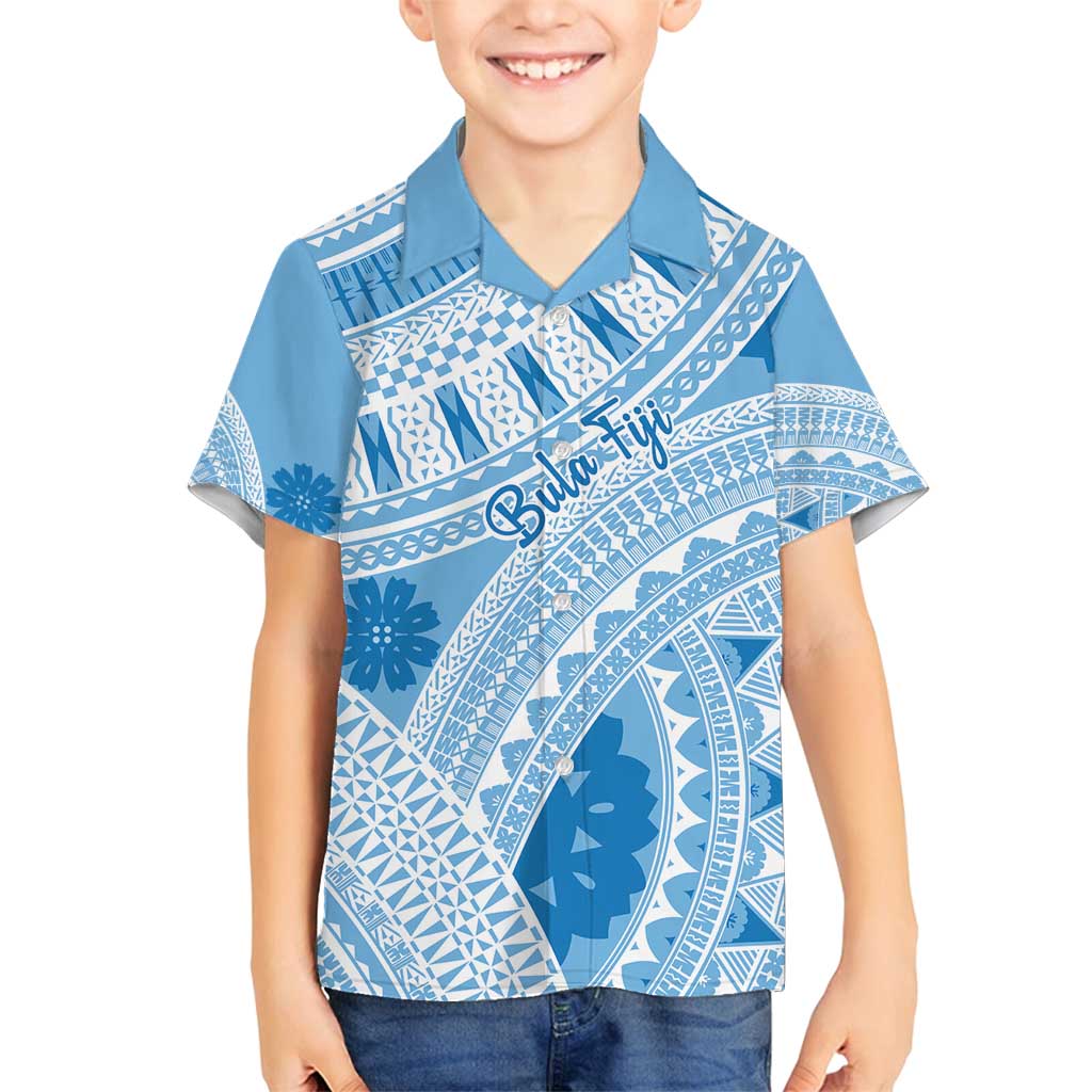 Bula Fiji Classic Masi Tapa Family Matching Tank Maxi Dress and Hawaiian Shirt Turquoise - Polynesian Pride