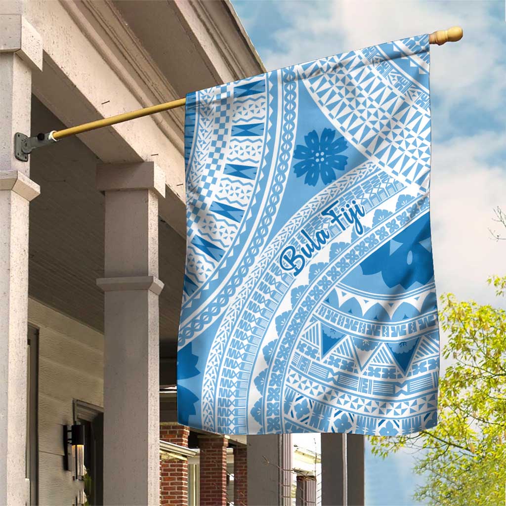 Bula Fiji Classic Masi Tapa Garden Flag Turquoise - Polynesian Pride