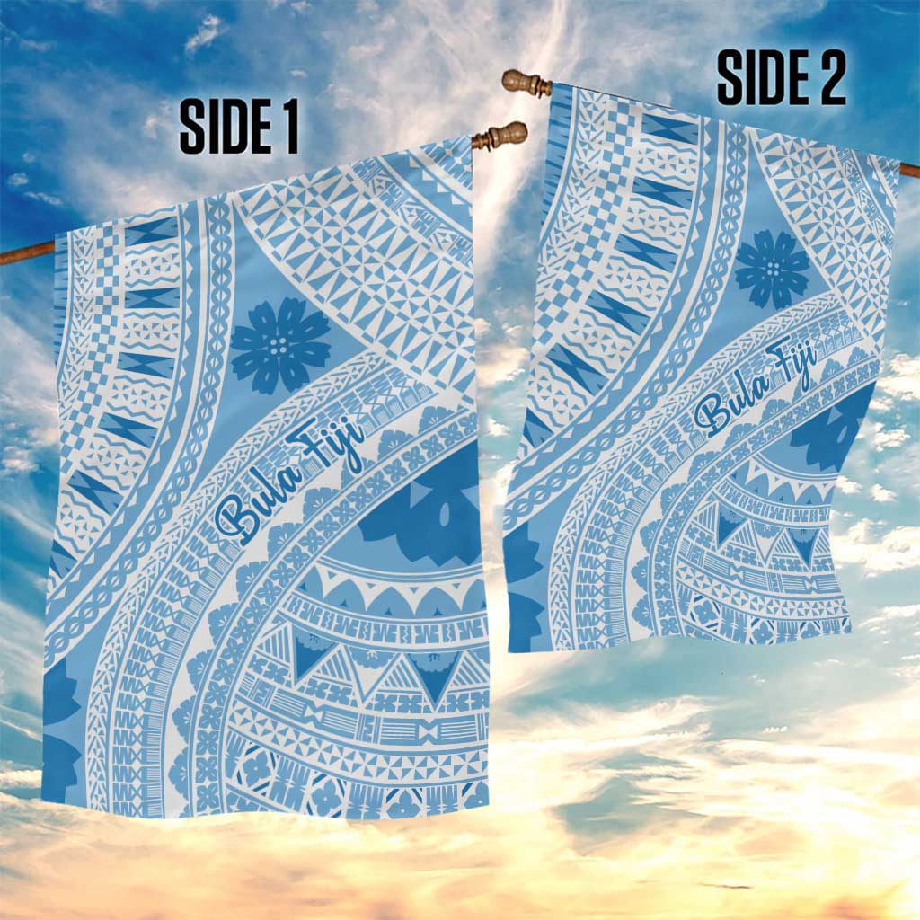 Bula Fiji Classic Masi Tapa Garden Flag Turquoise - Polynesian Pride