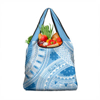 Bula Fiji Classic Masi Tapa Grocery Bag Turquoise - Polynesian Pride