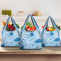 Bula Fiji Classic Masi Tapa Grocery Bag Turquoise - Polynesian Pride