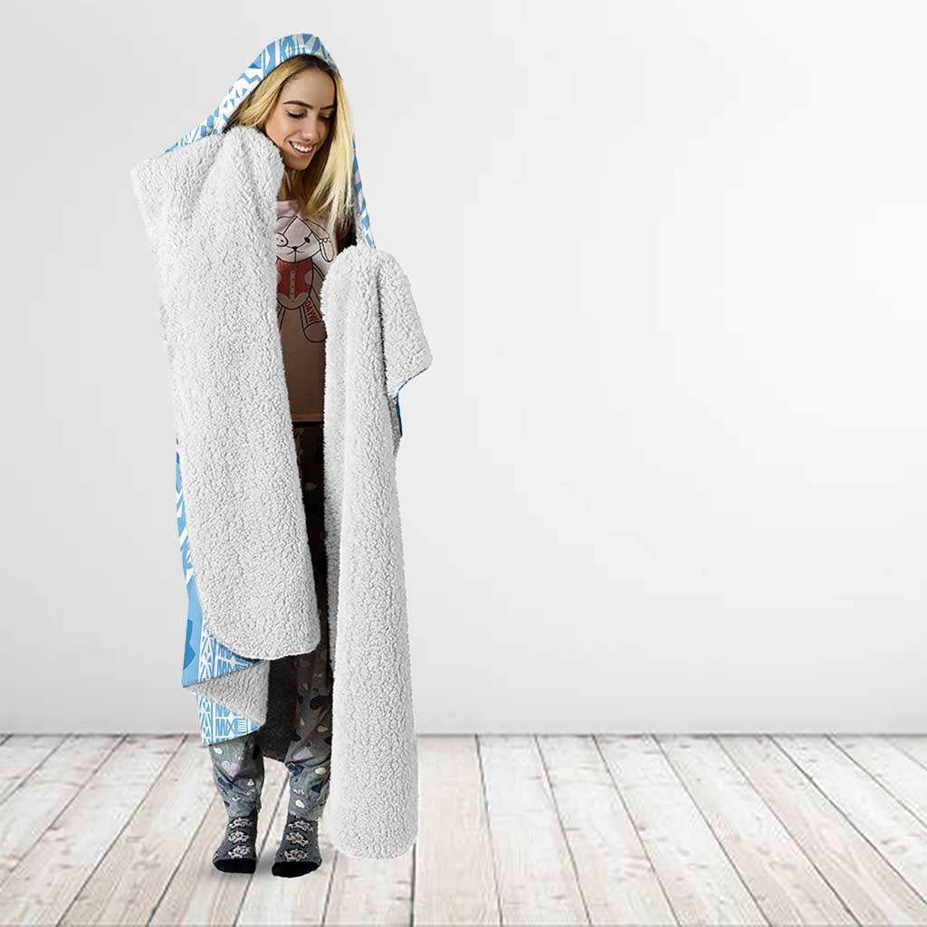 Bula Fiji Classic Masi Tapa Hooded Blanket Turquoise - Polynesian Pride