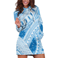 Bula Fiji Classic Masi Tapa Hoodie Dress Turquoise - Polynesian Pride