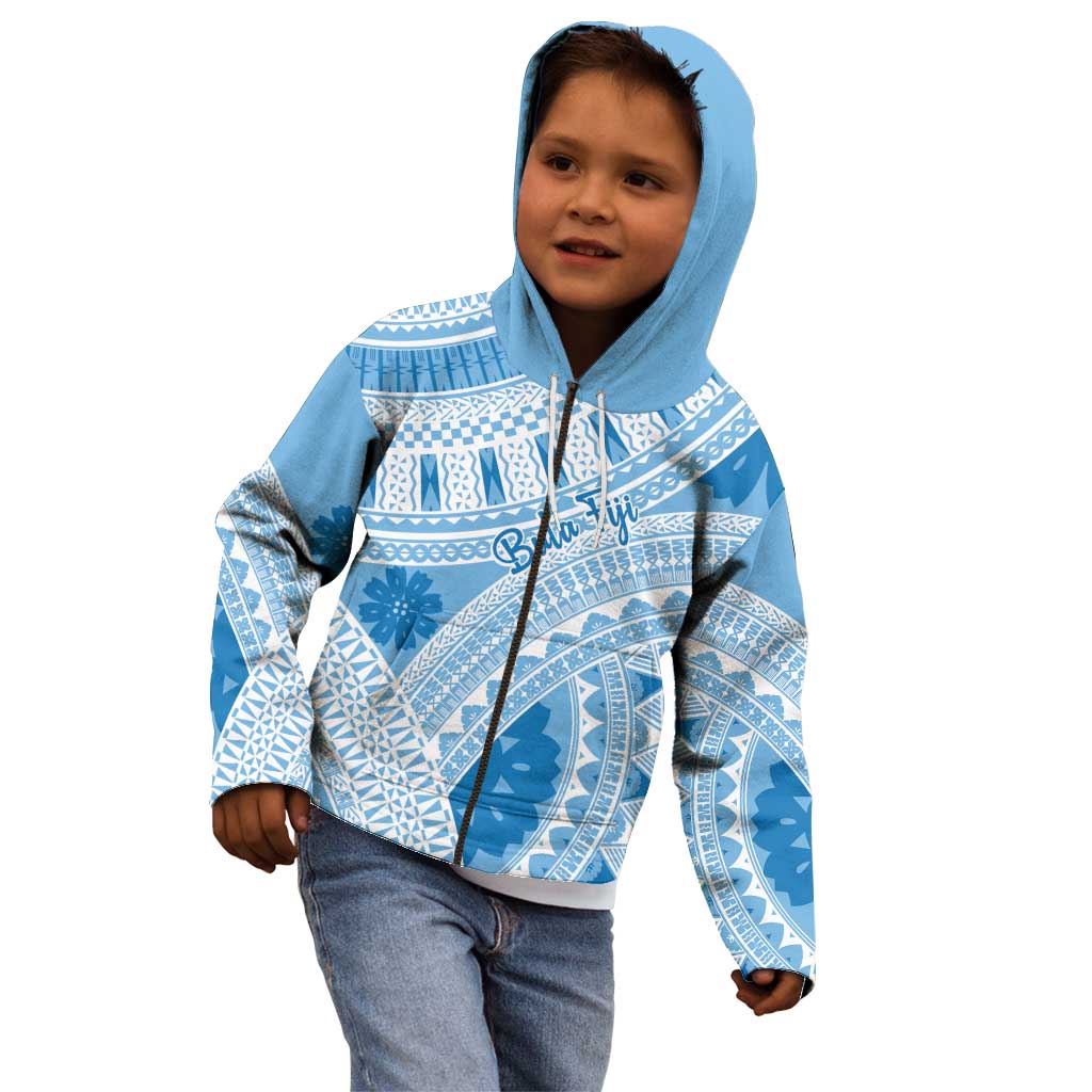 Bula Fiji Classic Masi Tapa Kid Hoodie Turquoise - Polynesian Pride