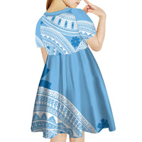 Bula Fiji Classic Masi Tapa Kid Short Sleeve Dress Turquoise - Polynesian Pride