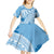 Bula Fiji Classic Masi Tapa Kid Short Sleeve Dress Turquoise - Polynesian Pride