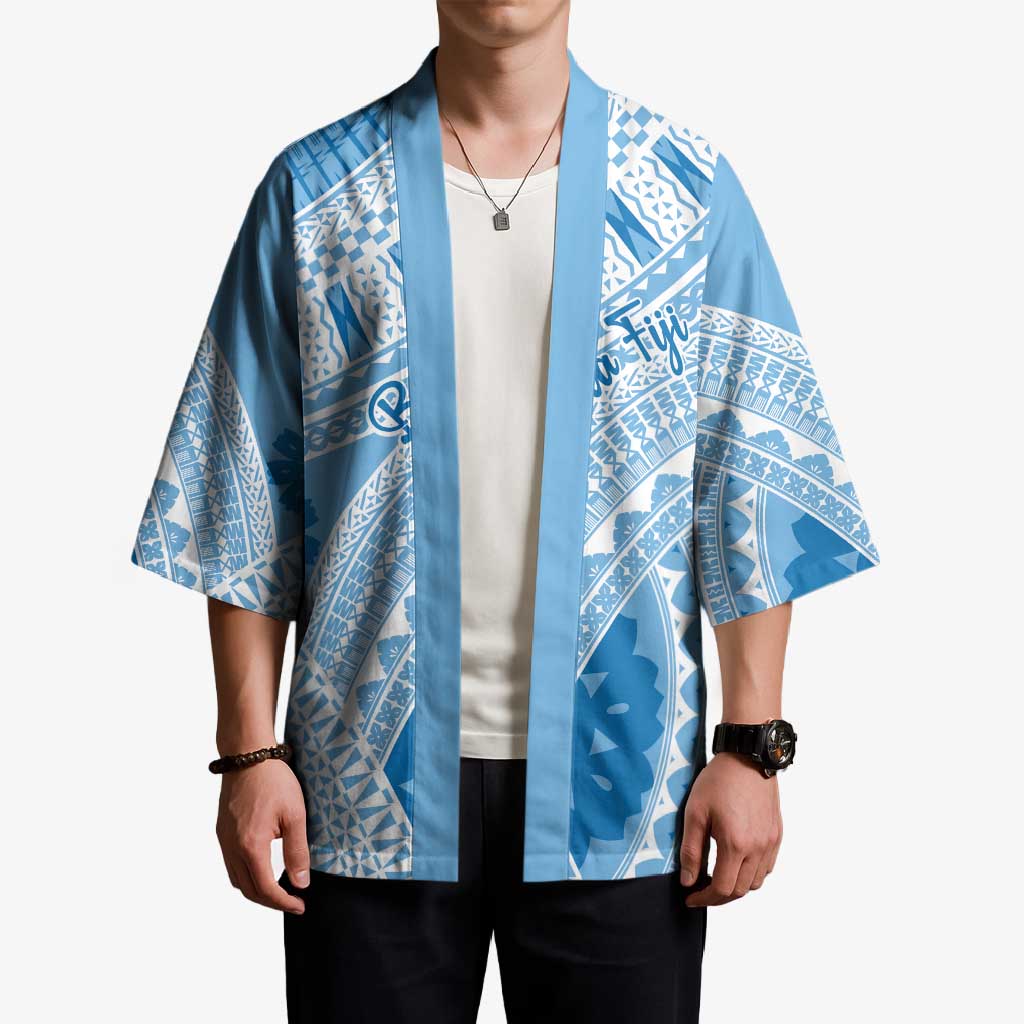 Bula Fiji Classic Masi Tapa Kimono Turquoise - Polynesian Pride