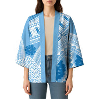 Bula Fiji Classic Masi Tapa Kimono Turquoise - Polynesian Pride