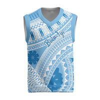Bula Fiji Classic Masi Tapa Christmas Knitted V-Neck Vest Turquoise - Polynesian Pride