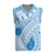 Bula Fiji Classic Masi Tapa Christmas Knitted V-Neck Vest Turquoise - Polynesian Pride