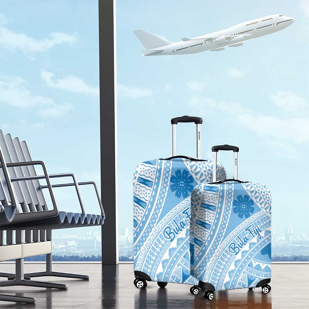 Bula Fiji Classic Masi Tapa Luggage Cover Turquoise - Polynesian Pride