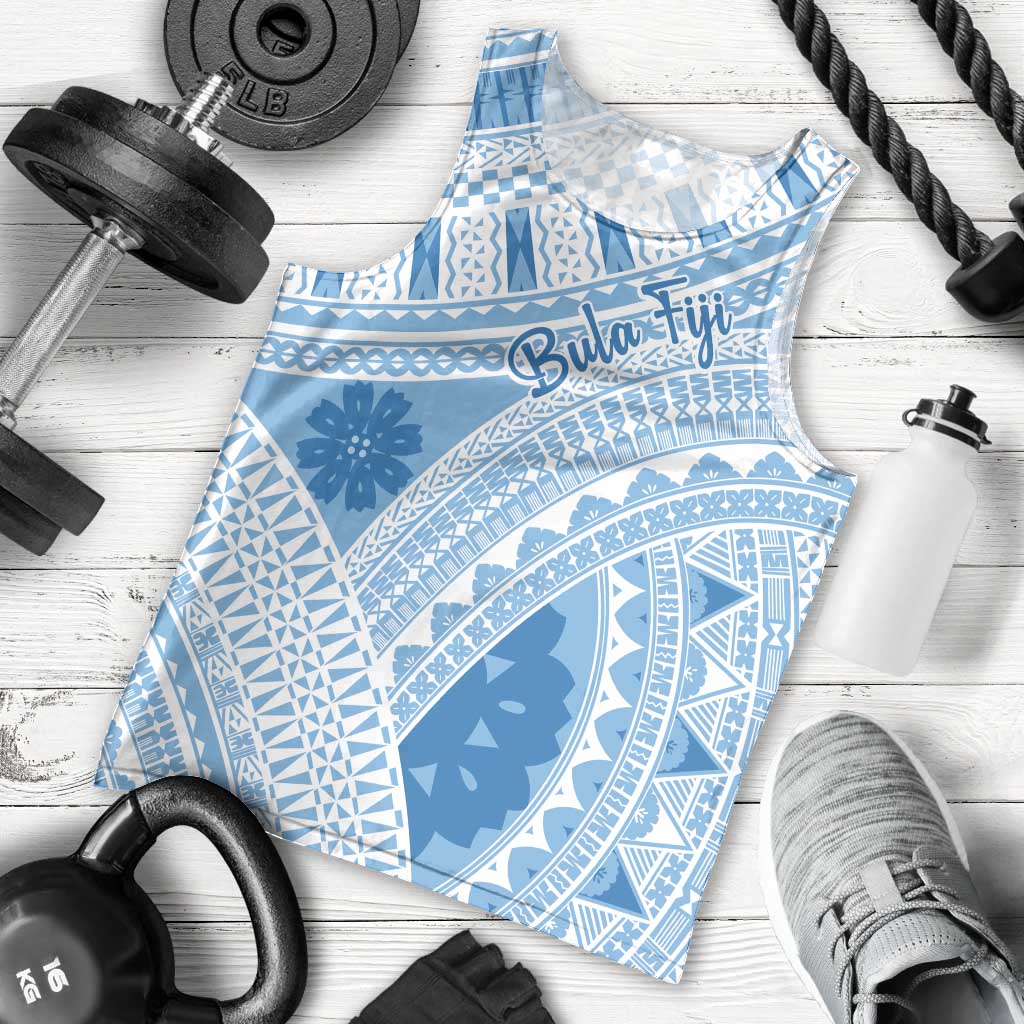 Bula Fiji Classic Masi Tapa Men Tank Top Turquoise - Polynesian Pride