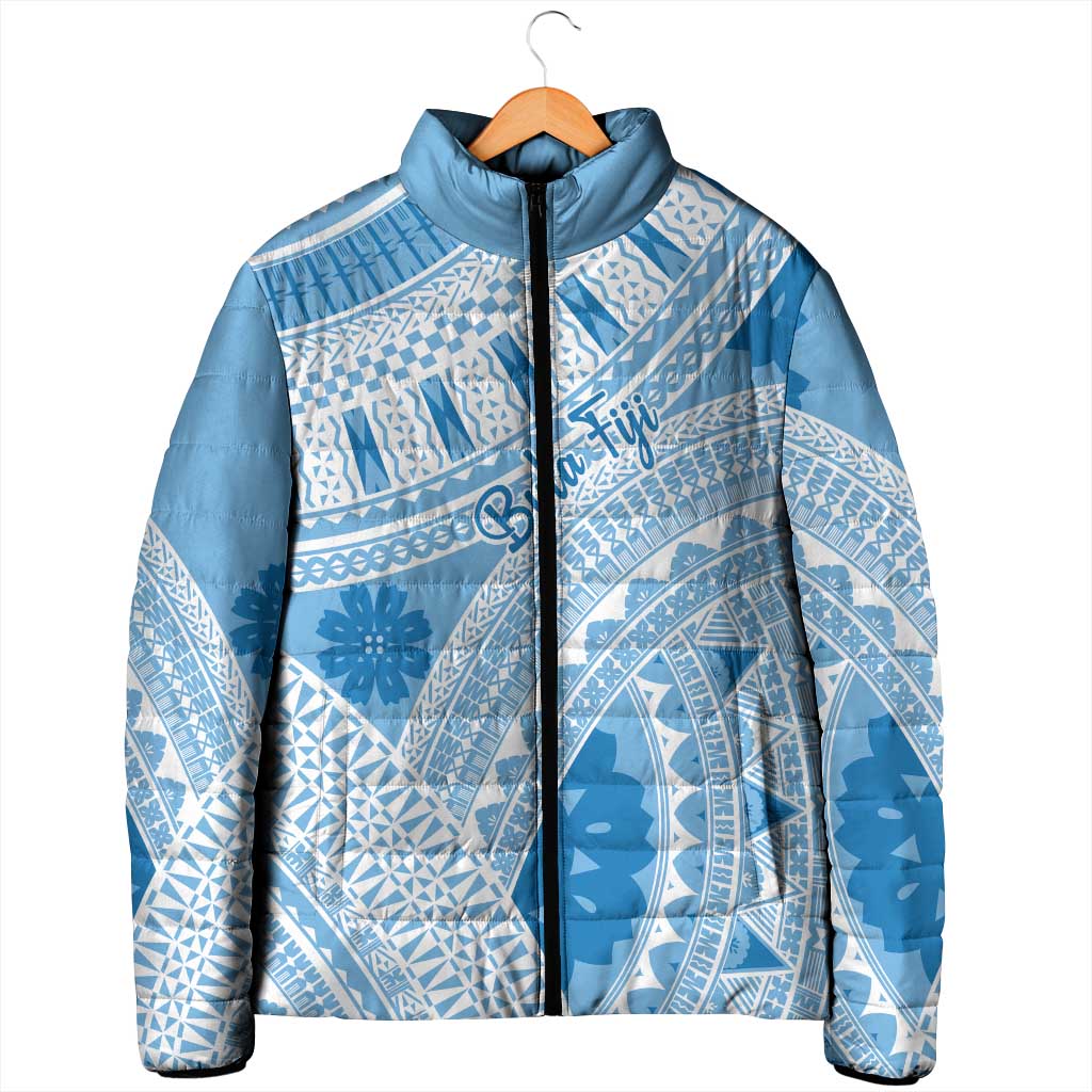 Bula Fiji Classic Masi Tapa Padded Jacket Turquoise - Polynesian Pride