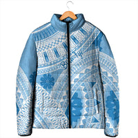 Bula Fiji Classic Masi Tapa Padded Jacket Turquoise - Polynesian Pride