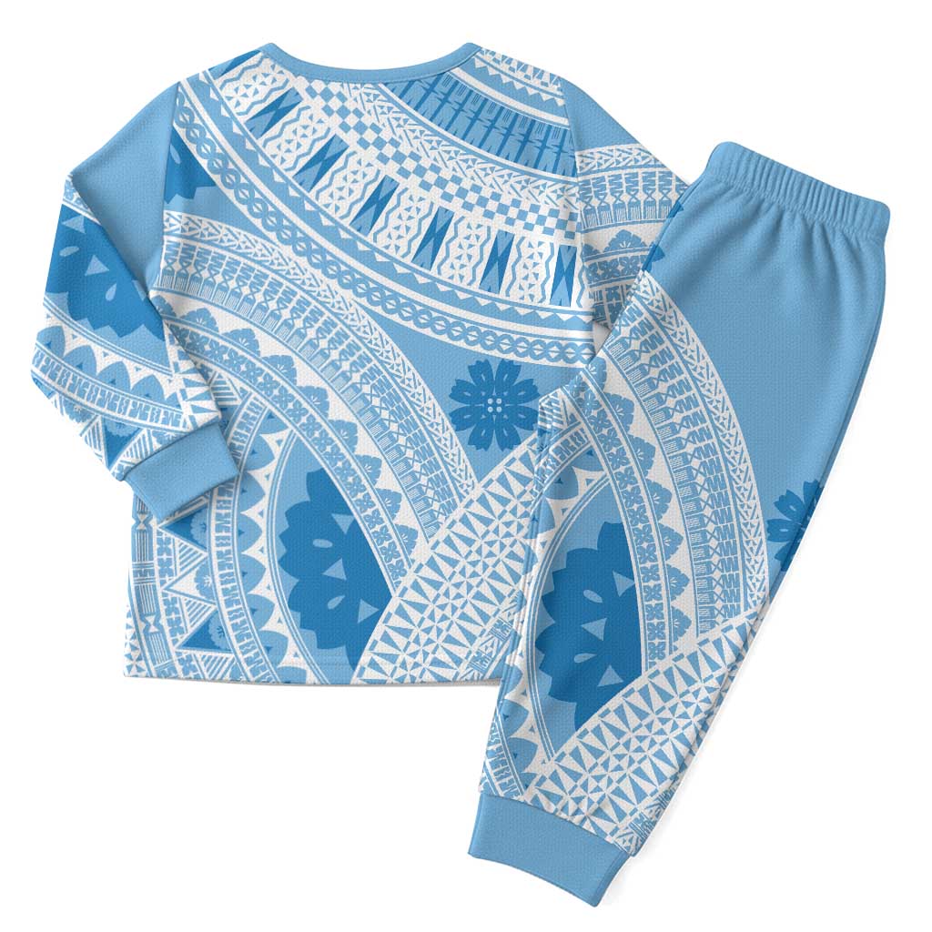 Bula Fiji Classic Masi Tapa Christmas Pajama Set Turquoise - Polynesian Pride