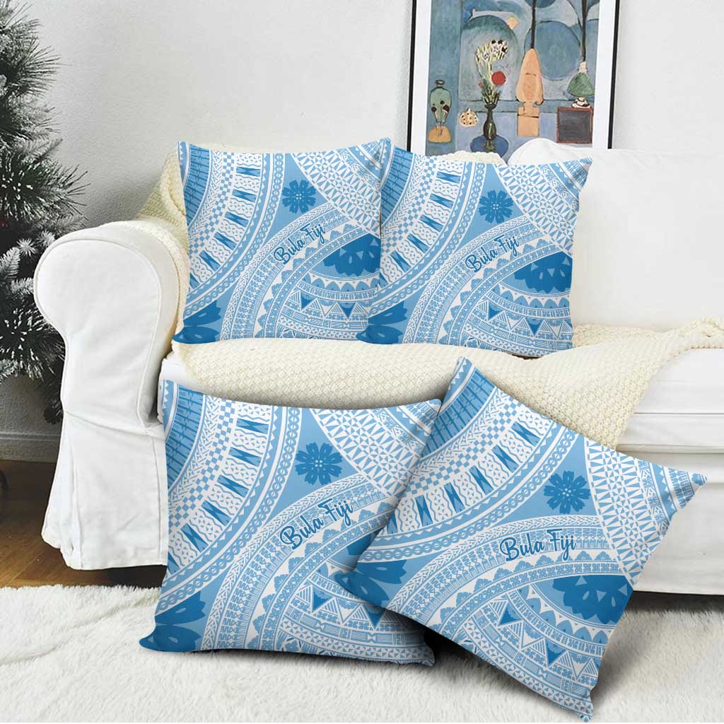 Bula Fiji Classic Masi Tapa Pillow Cover Turquoise - Polynesian Pride
