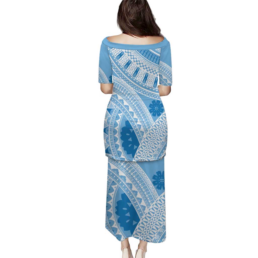 Bula Fiji Classic Masi Tapa Puletasi Turquoise - Polynesian Pride