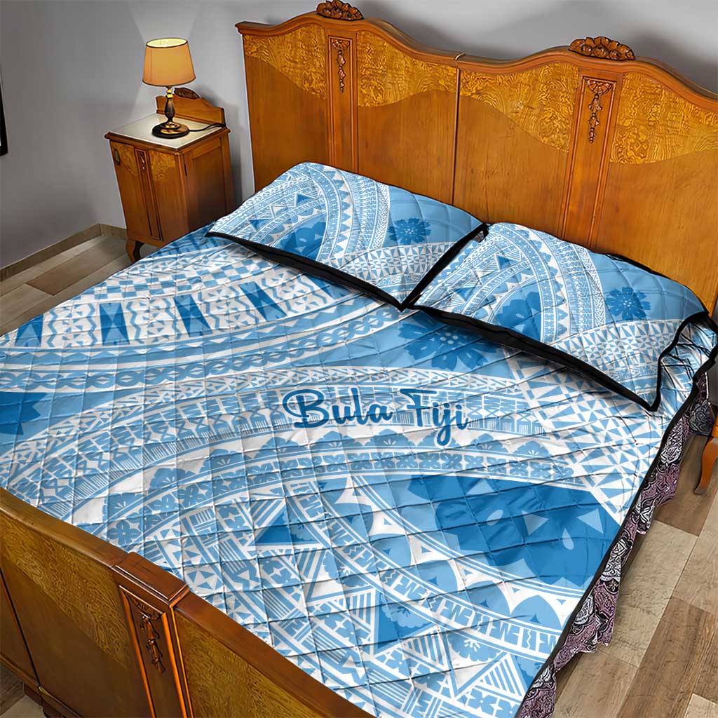 Bula Fiji Classic Masi Tapa Quilt Bed Set Turquoise - Polynesian Pride