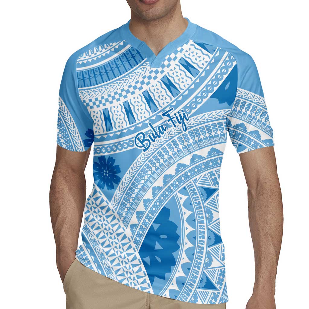 Bula Fiji Classic Masi Tapa Rugby Jersey Turquoise - Polynesian Pride