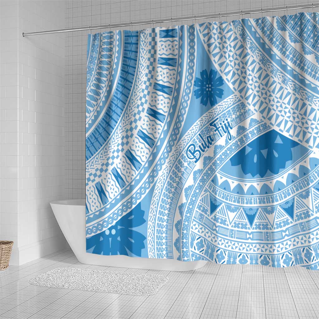 Bula Fiji Classic Masi Tapa Shower Curtain Turquoise - Polynesian Pride