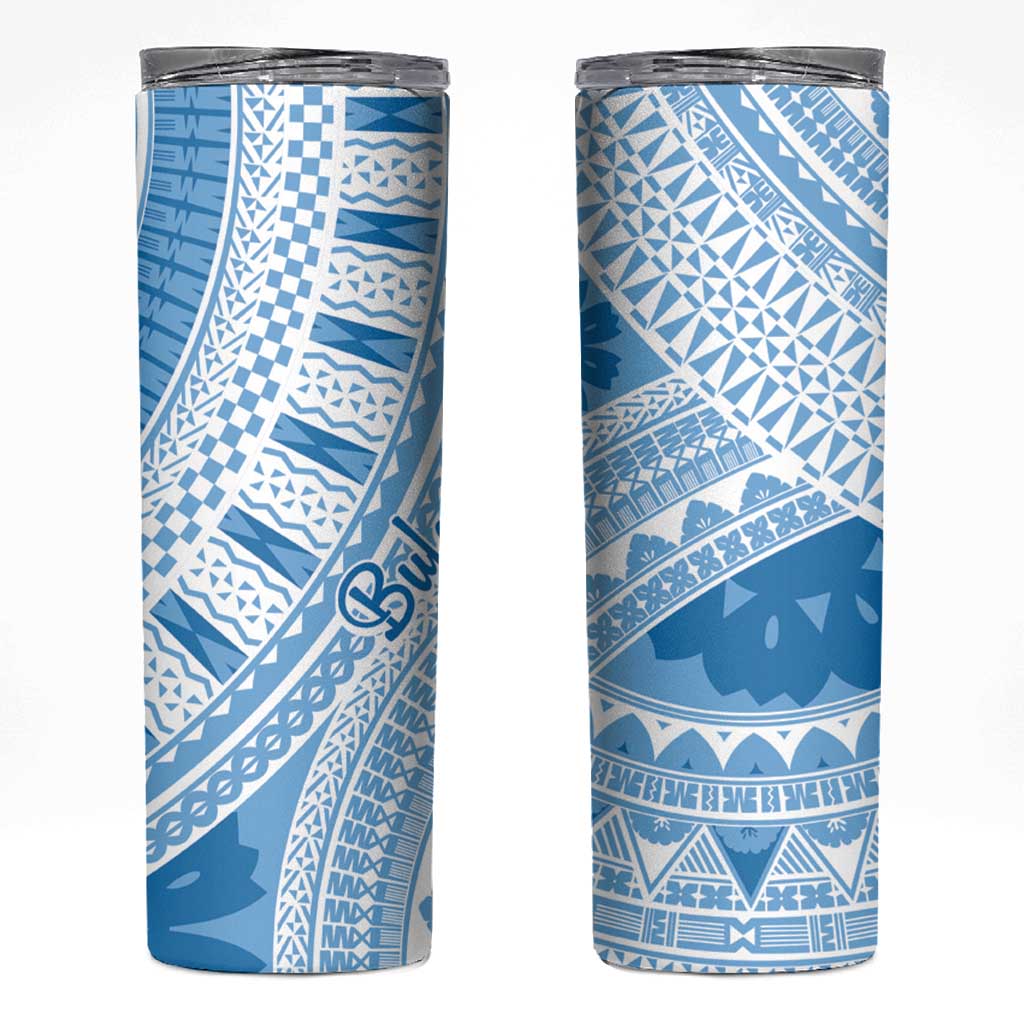 Bula Fiji Classic Masi Tapa Skinny Tumbler Turquoise - Polynesian Pride