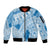 Bula Fiji Classic Masi Tapa Sleeve Zip Bomber Jacket Turquoise - Polynesian Pride